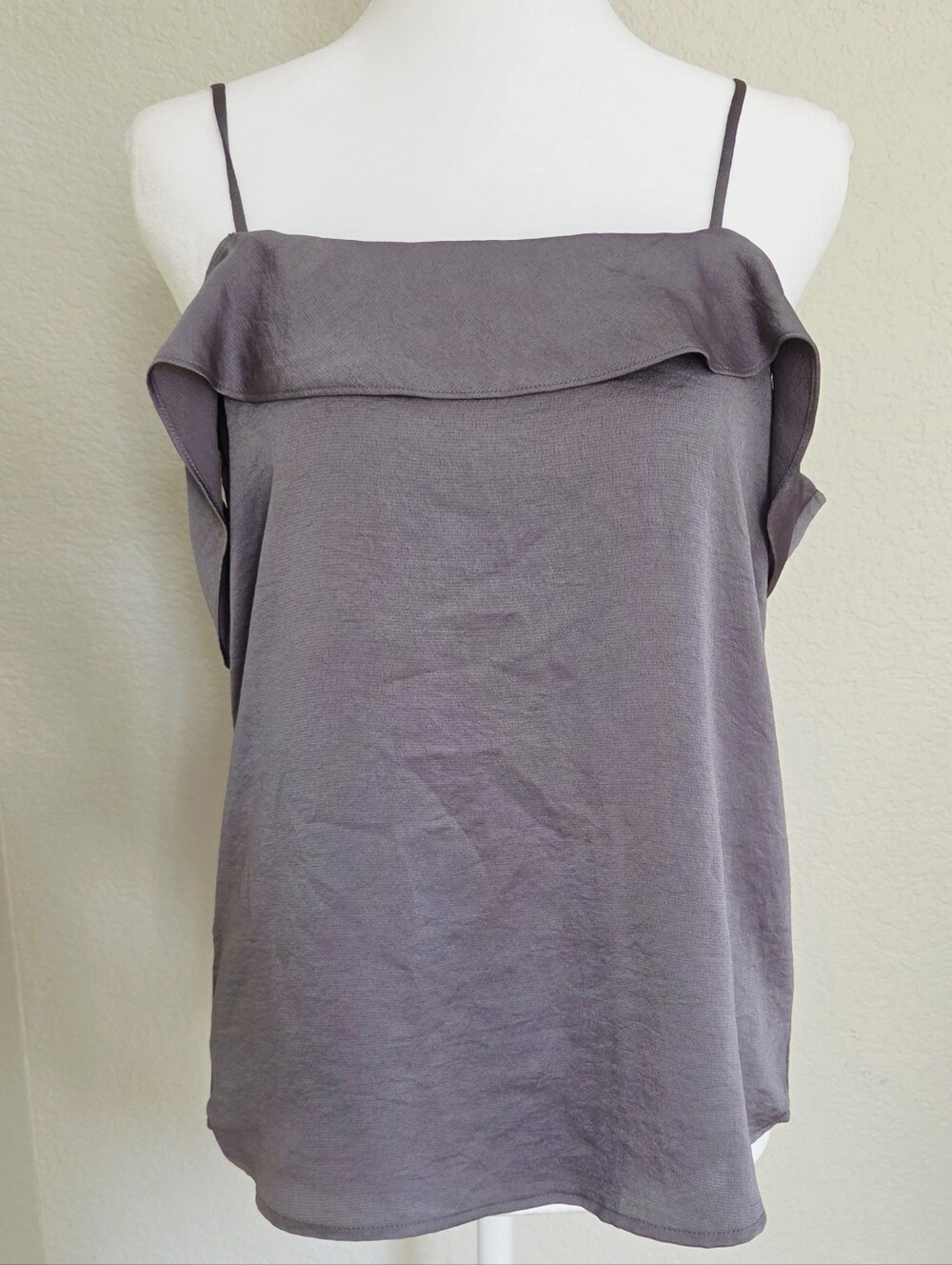 Women’s Express Brand Off-Shoulder Spaghetti Strap Top — Gray